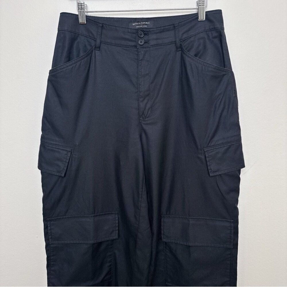 Banana Republic Womens 8 High Rise Cargo Wide Leg Black Painter Pant - Picture 3 of 14